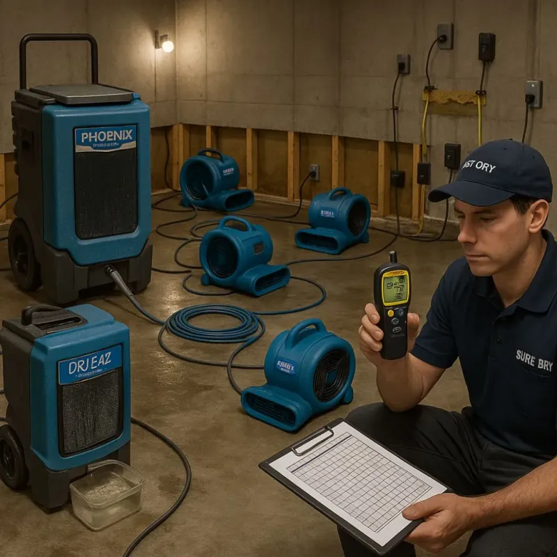 Structural Drying and Dehumidification process in Shively, KY